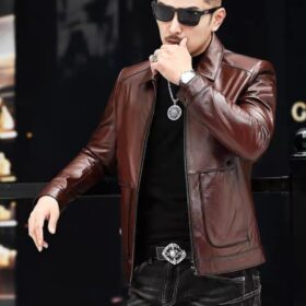 Áo da nam hàng hiệu -AD135