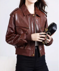 Áo da nữ hàng hiệu cao cấp áo da bò - AD151