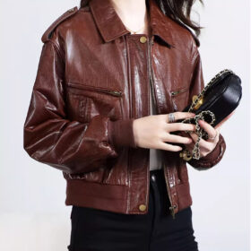 Áo da nữ hàng hiệu cao cấp áo da bò - AD151