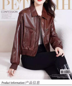 Áo da nữ hàng hiệu cao cấp áo da bò - AD151