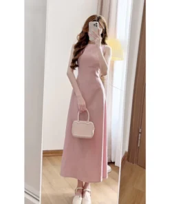 Váy đầm cổ thuyền XIXEOSHOP dáng dài xòe chất chéo hàn quốc V172 - DHLK05 (4)