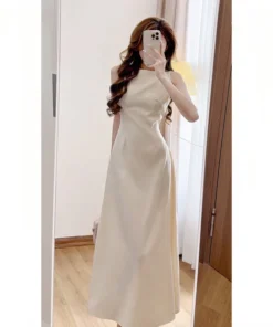 Váy đầm cổ thuyền XIXEOSHOP dáng dài xòe chất chéo hàn quốc V172 - DHLK05 (6)